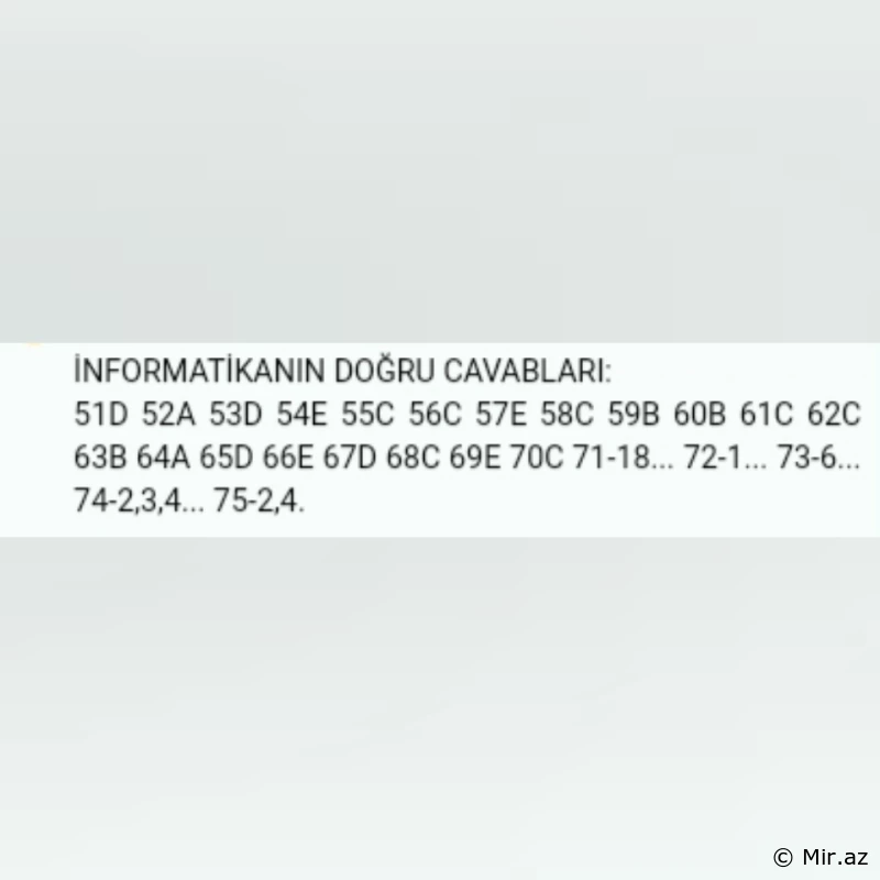 İNFORMATİKA - Magistratura Sınaq İmtahanı Sualları + Cavablar| PDF