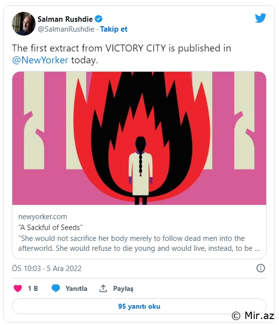 Salman Rüşdi ilk paylaşımını etdi