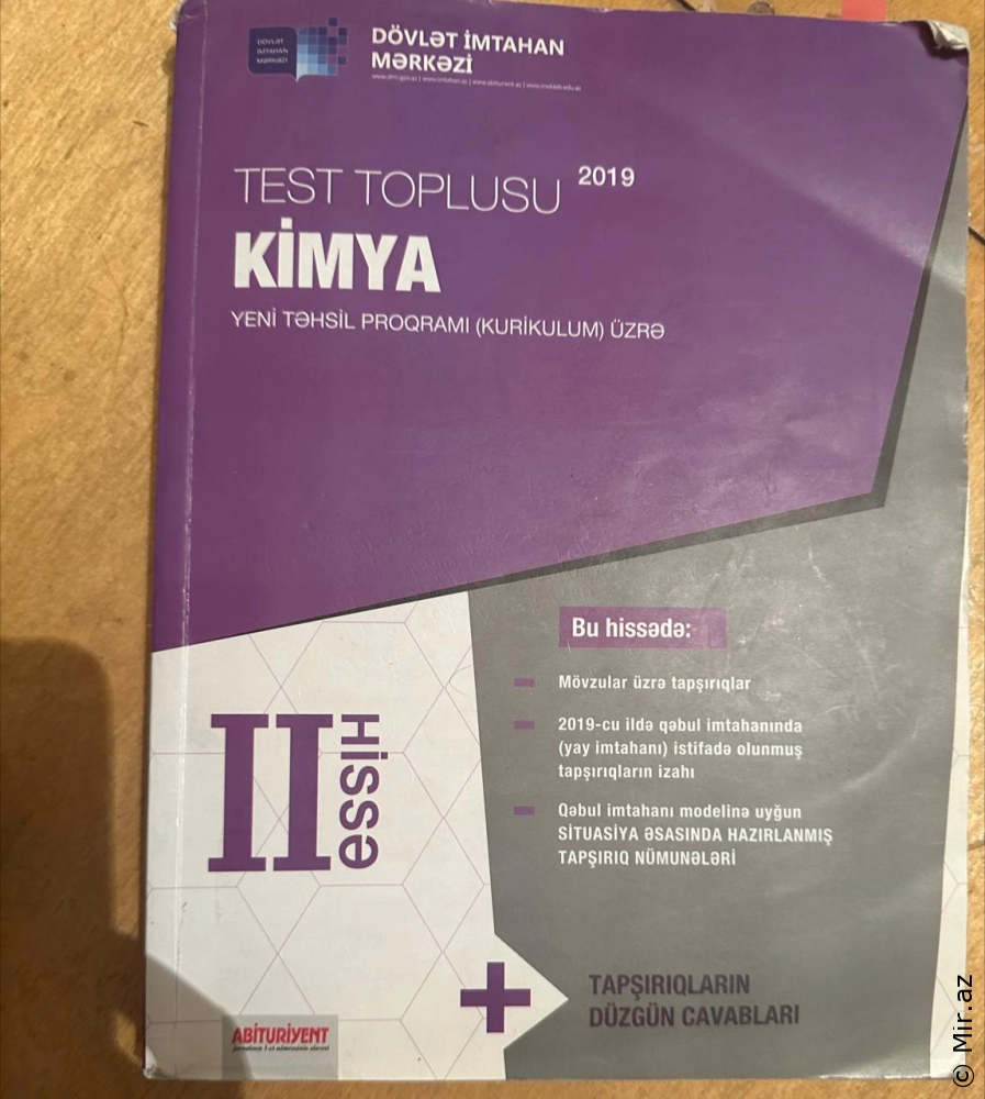 Kimya test toplusu ll hissə